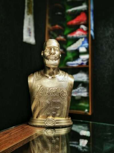 Lebron James Gold Bust Statue Handmade low angle