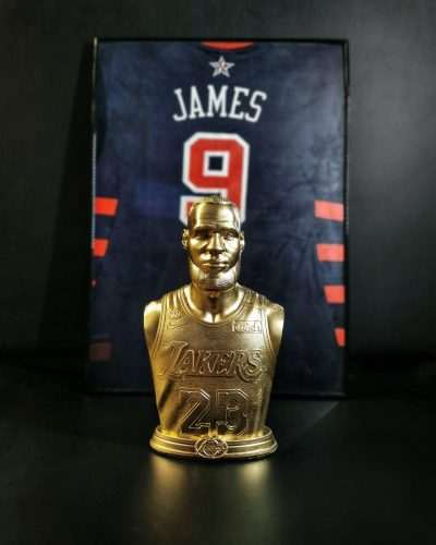 Lebron James Gold Bust Statue Handmade far angle