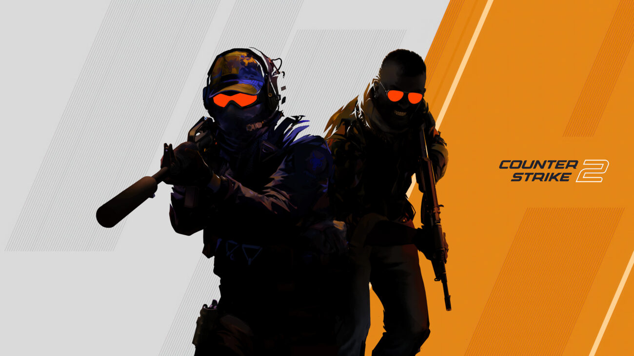 2 Guys with guns in front of a counter strike 2 cover