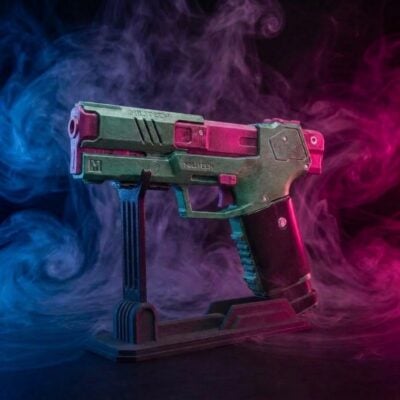 Rebecca's Pistol Pink Green Cyberpunk 2077 Replica prop Greencade