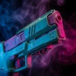 Rebecca's Pistol Pink Green Cyberpunk 2077 Replica prop Greencade