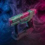Rebecca's Pistol Pink Green Cyberpunk 2077 Replica prop Greencade