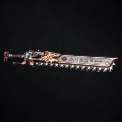 Greencade's listing image for the Relic Chainsword replica prop pre-order