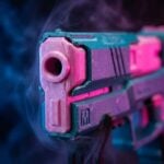 Rebecca's Pistol Pink Teal Cyberpunk 2077 Replica prop Greencade