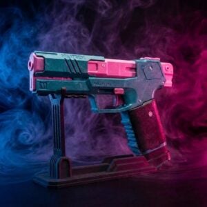Rebecca's Pistol Pink Teal Cyberpunk 2077 Replica prop Greencade