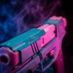 Rebecca's Pistol Pink Teal Cyberpunk 2077 Replica prop Greencade