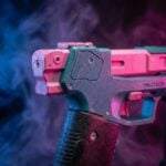Rebecca's Pistol Pink Teal Cyberpunk 2077 Replica prop Greencade