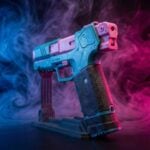 Rebecca's Pistol Pink Teal Cyberpunk 2077 Replica prop Greencade