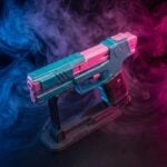 Rebecca's Pistol Pink Teal Cyberpunk 2077 Replica prop Greencade