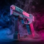 Rebecca's Pistol Pink Teal Cyberpunk 2077 Replica prop Greencade