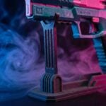 Rebecca's Pistol Pink Teal Cyberpunk 2077 Replica prop Greencade